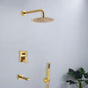 Wall Mount Gold Single Lever Round Shower Set With Handheld Shower Head