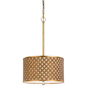 60W Fairview Metal Pendant, French Gold Finish