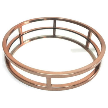 Elegance Copper Round Mirror Stainless Steel Tray