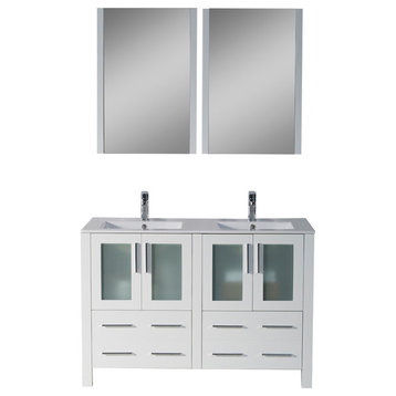 Sydney 48" Double Vanity Set With Mirrors, Glossy White