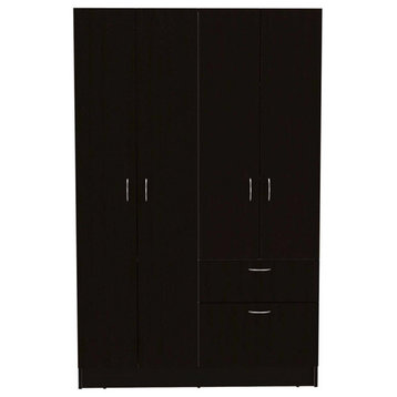 Habana Armoire with 2 Cabinets, Drawer, and Upturned Drawer, Black