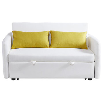 Gewnee Twins Sofa Bed Grey Fabric, Cream White
