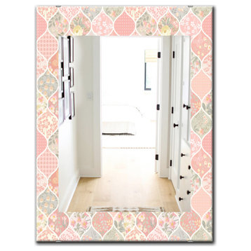Designart Pink Blossom 24 Traditional Frameless Vanity Mirror, 24x32