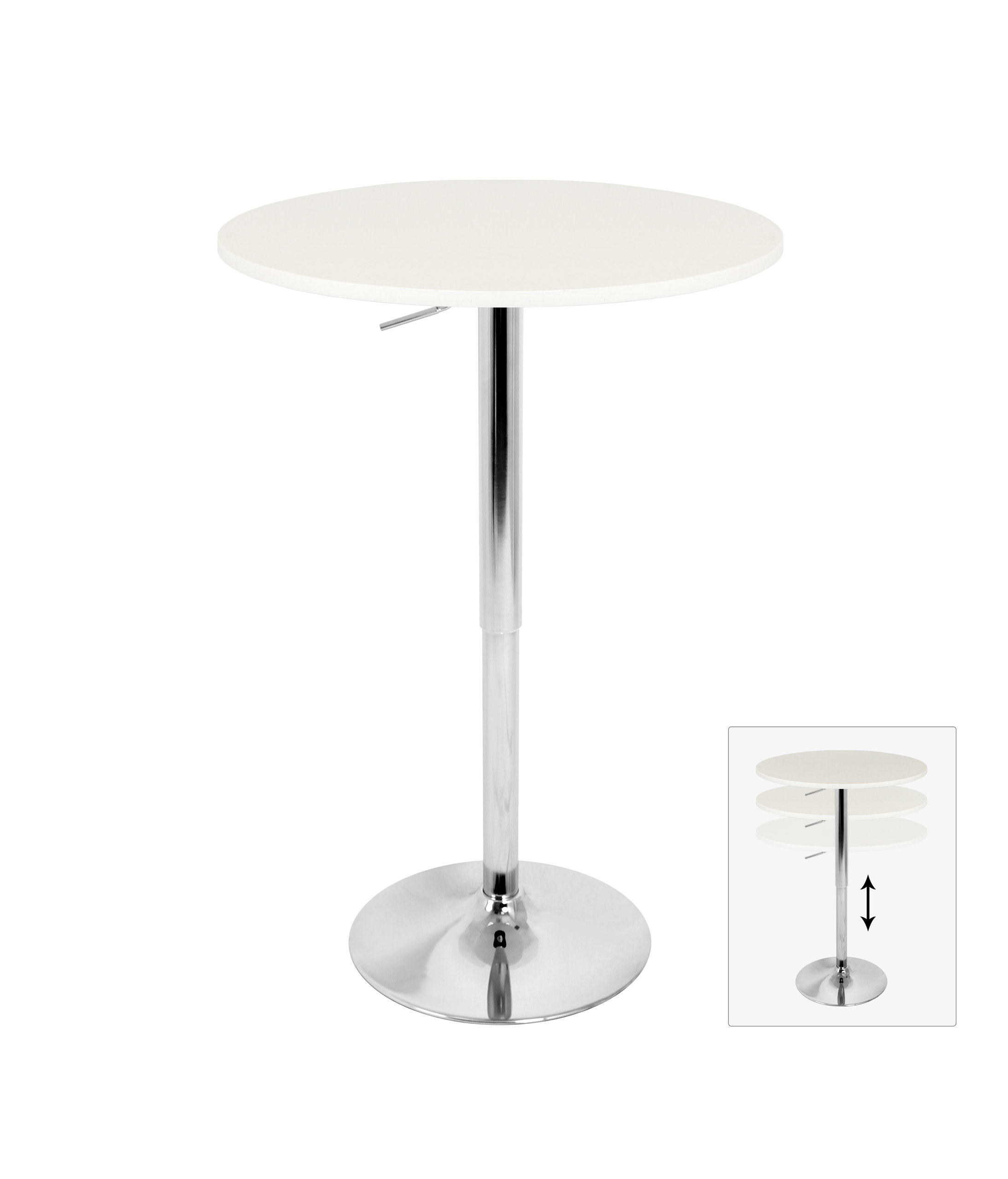 Lumisource Adjustable Bar Table in White