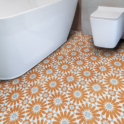 Moroccan Mosaic & Tile House - 8"x8" Alhambra Handmade Cement Tile, Orange/Gray, Set of 12 - Wall And Floor Tile