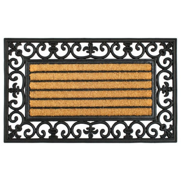 Black Moulded Rubber Coir Classic Irongate Rectangle Doormat, 18"x30"