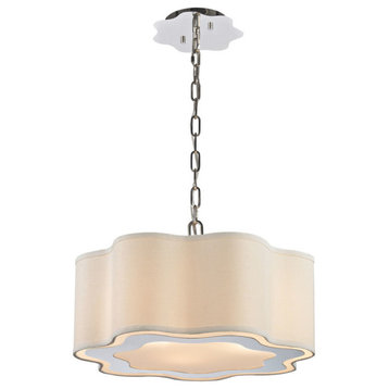 Villoy 3 Light Drum Pendant In Polished Stainless Steel And Nickel