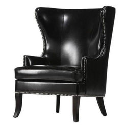 Moore Black Wing Back Accent Chair - Armchairs And Accent Chairs
