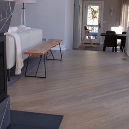 White Oak stained with a water base finish. - Engineered Wood Flooring