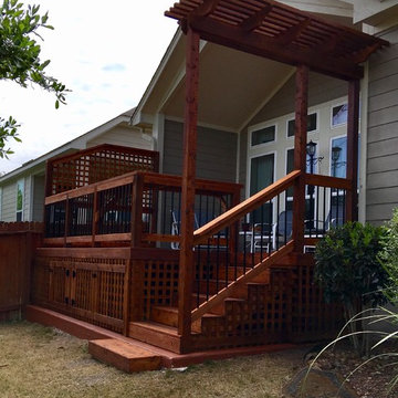 Cedar Deck with a Lattice Privacy Fence and Mini Arbor - San Antonio, TX