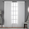 Belgian Jacquard Sheer Window Curtain Panel, Set of 2, Winter White, 54"x84"