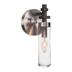 Salinda 1-Light Wall Sconce, Matte Black, Brushed Nickel, Clear Bubble Glass