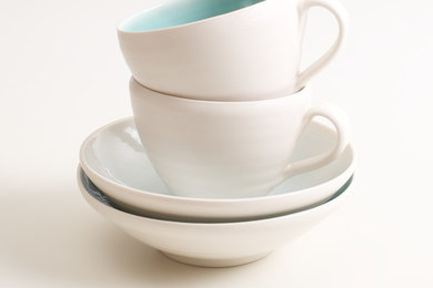 Handmade porcelain cup and saucer