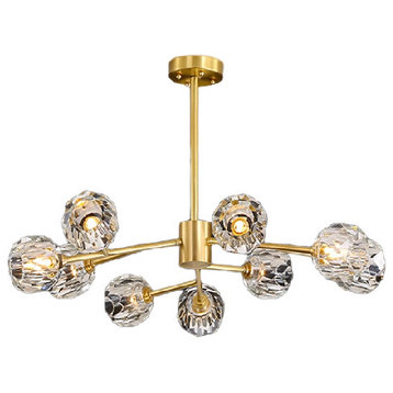 Modern Luxury Crystal LED Chandelier, 9 Heads, Warm Light