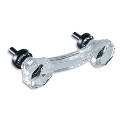 CKP - 3 inch Glass Pull, Clear Glass, Black Base - Cabinet And Drawer Handle Pulls