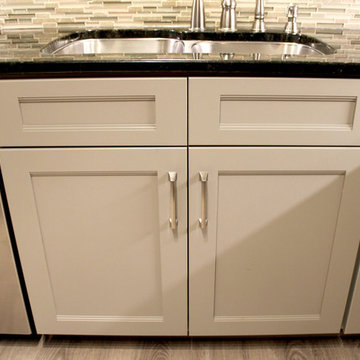 Refaced 2-tone kitchen, Base Cabinets - Harbor Mist; Wall Cabinets - Divinity