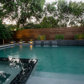 Dallas Small Modern Pool, Flush Spa with Safety Fence