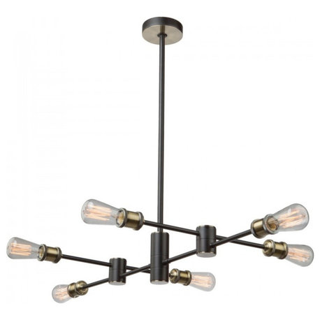 Tribeca AC10786BK 6-Light Chandelier, Matte Black/Satin Brass