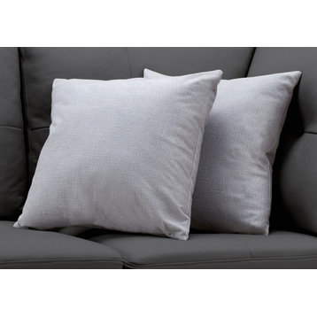 18"x18" Patterned Pillow, Light Gray, Set of 2