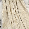 Herringbone Faux Fur Throw, Beige, 50x60