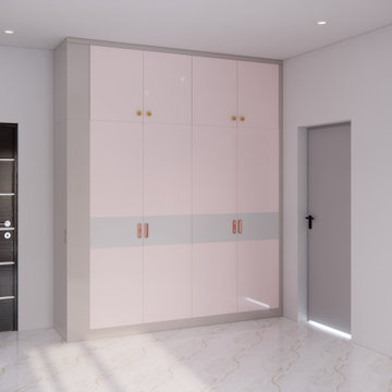Pink Wardrobe with Grey Accent Strip