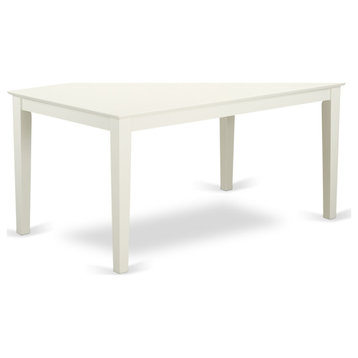 7-Piece 60" Table and 6 Parson Chair, Linen White Leg/Linen Fabric Light Beige