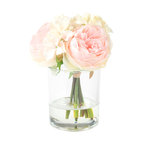 Pure Garden Hydrangea and Rose Floral Arrangement, Pink and Cream