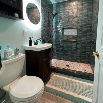 Laguna Hills Bathroom Remodel Featuring Deep-Textured Shower