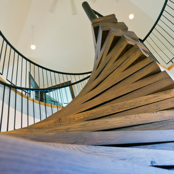 Oak and Steel Spiral Staircase