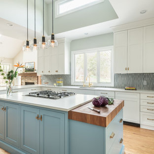 75 Beautiful Kitchen With Shaker Cabinets And Wood Countertops