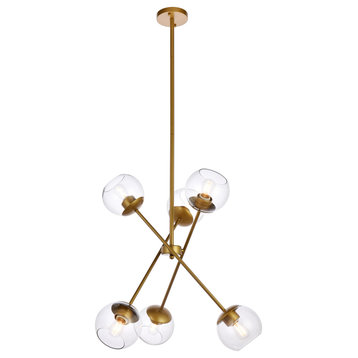 Avery 24" Pendant, Brass With Clear Shade