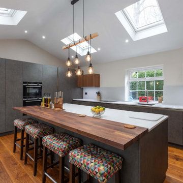 Walnut Handleless Kitchen in Leeds