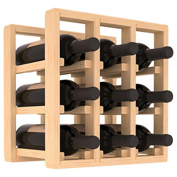 Pine 9-Bottle Countertop Wine Rack, Unstained