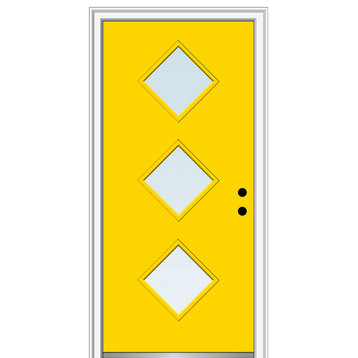 36 in.x80 in. 3 Lite Clear Left-Hand Inswing Painted Fiberglass Smooth Door
