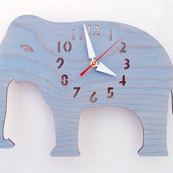 Baby Blue Elephant Children's Wall Clock - Kids Clocks