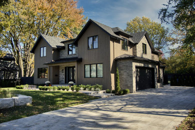 Inspiration for a contemporary house exterior remodel in Montreal