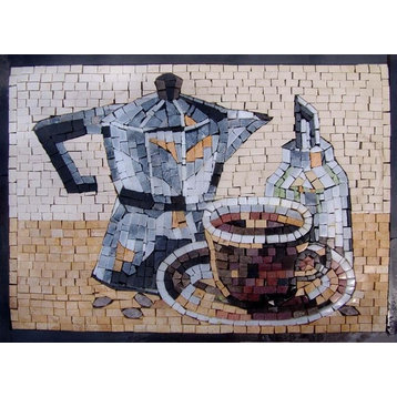 Mosaic Designs, Kettle and Cups, 15"x21"