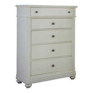 Sauder Harbor View 5 Drawer Chest In Antiqued White Traditional