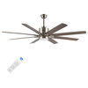 Octo 66" 1Light Industrial 6 Speed Celing Fan, LED, App/Remote, Nickel/Gray Wood