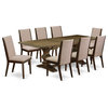 East West Furniture Lassale 9-piece Wood Dining Set in Jacobean Brown/Light Tan