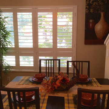 Double cafe shutters in dining area