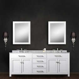 Daston White 72 inch Double Sink Bathroom Vanity Marble Countertop - Bathroom Vanities And Sink Consoles