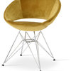 Crescent Tower Chair, Chrome Base, Gold Velvet