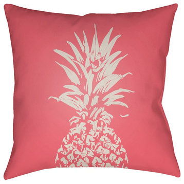 Pineapple by Surya Poly Fill Pillow, Pink/White, 20' x 20'