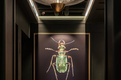Inspiration for a contemporary home theater remodel in Chicago
