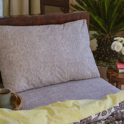 CRAYON STRIPE CHARCOAL BEDSHEET & PILLOW COVER SET - Products