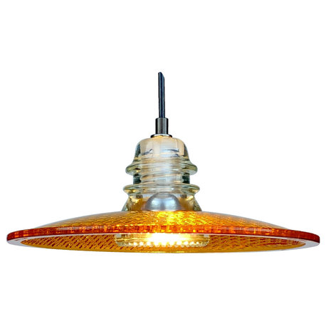 Insulator Light Traffic Light Lens Pendant 12", Yellow, Led Bulb