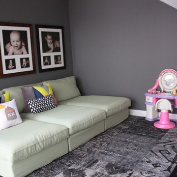Kids Playroom with 3 Ikea Kivik chaise lounges
