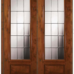 Prehung Patio Entry Double Door 96 Alder Patio 1 Panel 3/4 Lite Glass - Patio Doors
