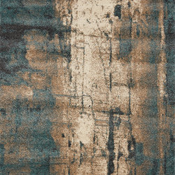 Ashbury Abstract Pattern Rug in Blue/Beige by Kalora - Area Rugs